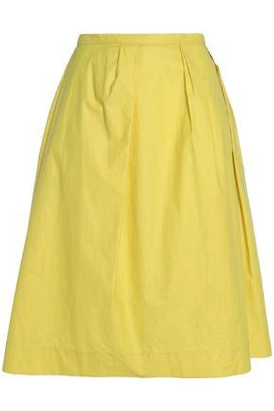 Maison Margiela Pleated Cotton Skirt In Yellow