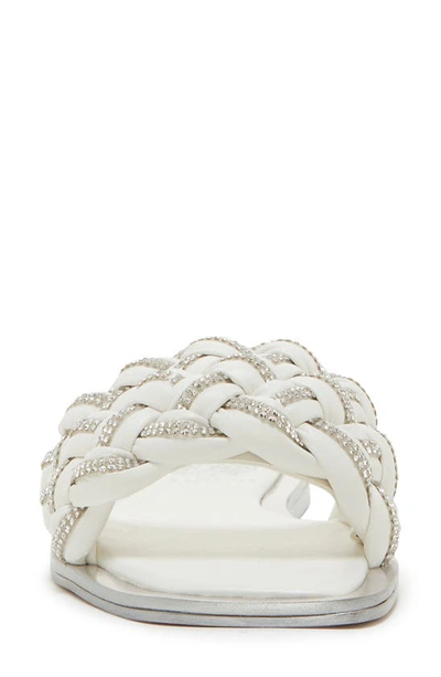 Vince Camuto Belmiya Metallic Beaded Braided Sandal In White Swan