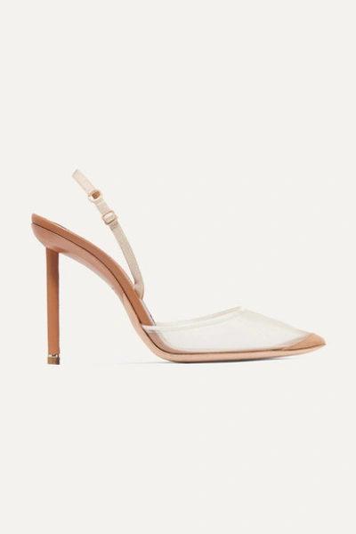 Alexander Wang Alix Mesh And Suede Slingback Pumps In Neutral