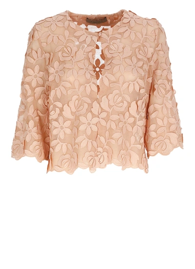 D-exterior Tulle Jacket With Embroidery In Pink