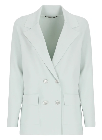 D-exterior Crepe Double-brested Blazer In Green
