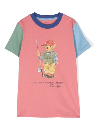 Ralph Lauren Kids' Tee Bear Multicolor In Pink