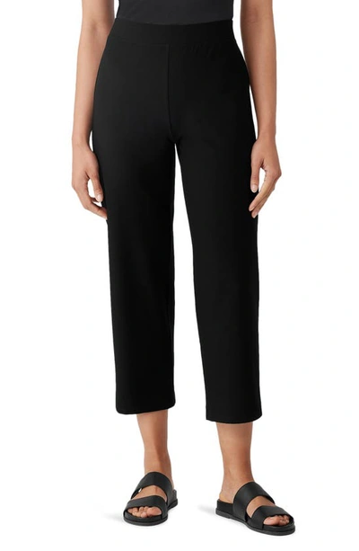 Eileen Fisher Cropped Straight-leg Stretch Crepe Trousers In Black