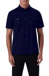 Bugatchi Men's Ooohcotton Short-sleeve Shirt With Chest Pockets In Navy