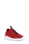 Geox Boy's Knit Leather Chunky Sneakers, Toddler/kids In Red/ Black