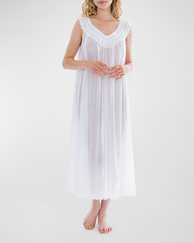 Celestine Susanna 2 Ruched Eyelet-trim Cotton Nightgown In White