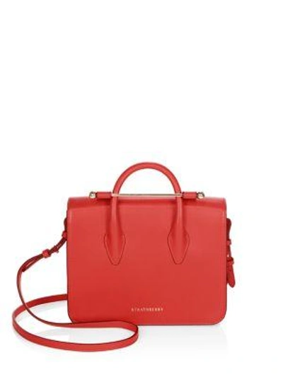 Strathberry Mini Mc Leather Tote In Ruby Red