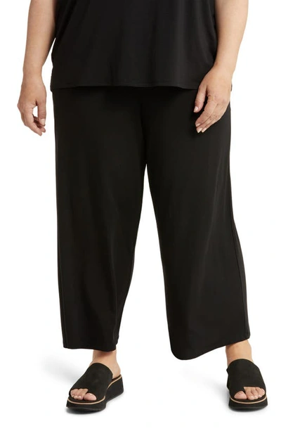Eileen Fisher Wide-leg Jersey Pants In Black