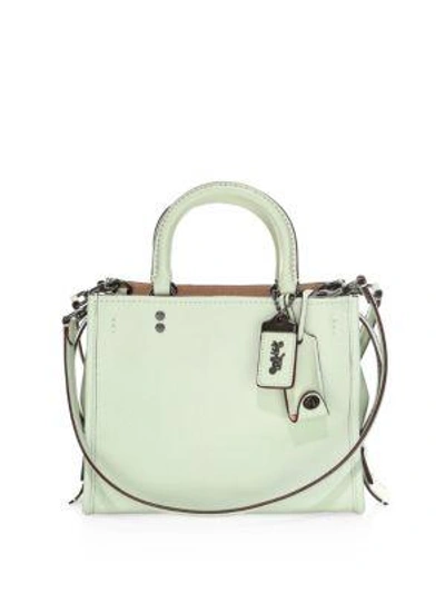 Coach Rogue Leather Satchel In Pale Green