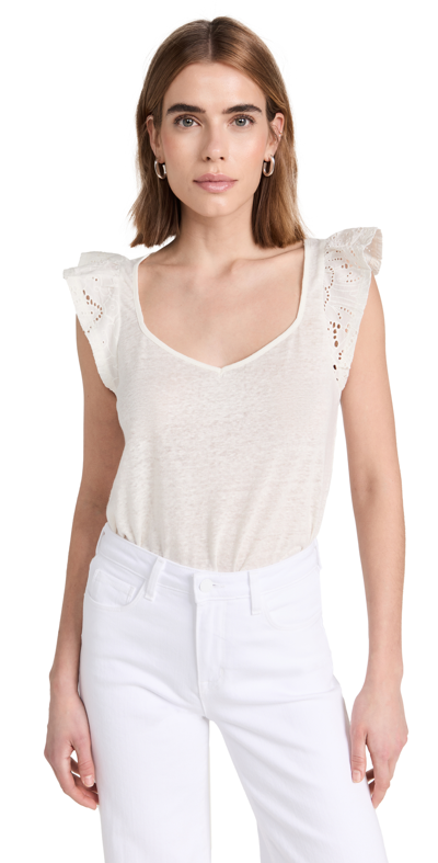 Paige Giulia Flutter-sleeve Tee In White