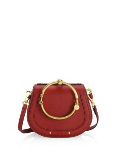Chloé Small Nile Leather & Suede Bracelet Bag In Intense Red