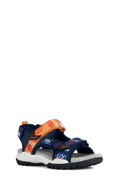 Geox Boy's Water-resistant Sport Sandals, Toddler/kids In Navy/orange