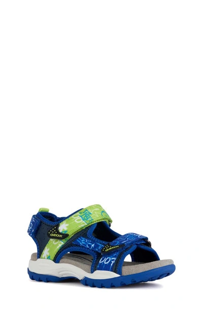 Geox Boy's Water-resistant Sport Sandals, Toddler/kids In Navy/ Lime