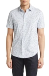 Bugatchi Ooohcotton® Floral Print Short Sleeve Button-up Shirt In Navy