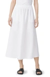 Eileen Fisher Gathered A-line Organic Linen Midi Skirt In White