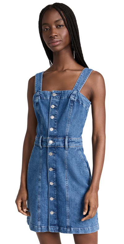 Paige Maddy Button-front Denim Mini Dress In Delia