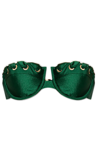 Zimmermann Devi Eyelette Balconette Bikini Top In Emerald
