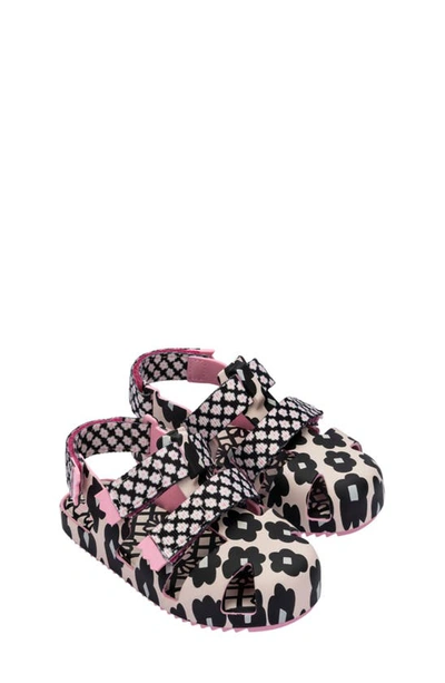 Melissa Kids' Girl's Cage Pattern Grip-strap Sandals, Baby/toddlers In Pink/ Black
