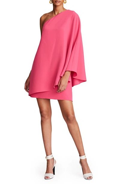 Halston Melina One-shoulder Crepe Shift Dress In Pink