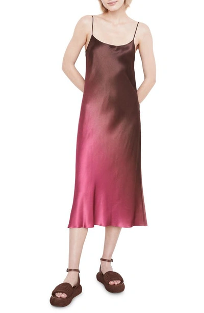 Vince Ombre Printed Midi Slip Dress In Beet/brown | ModeSens