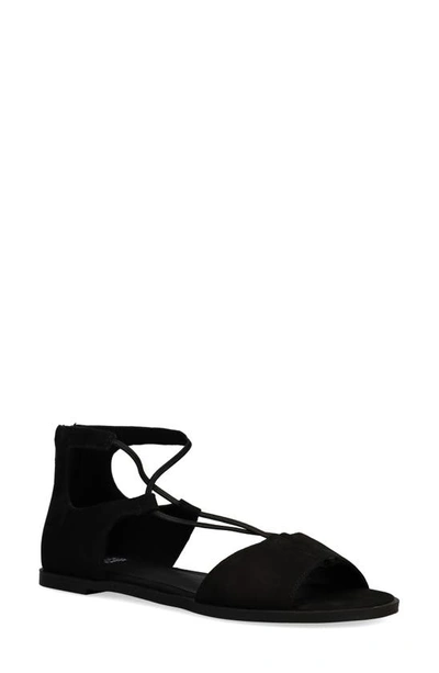 Eileen Fisher Rose Suede Flat Sandals In Black