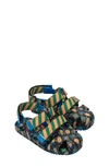 Melissa Kids' Girl's Cage Pattern Grip-strap Sandals, Baby/toddlers In Blue/ Green