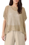 Eileen Fisher Open-stitch Bateau-neck Dolman-sleeve Sweater In White