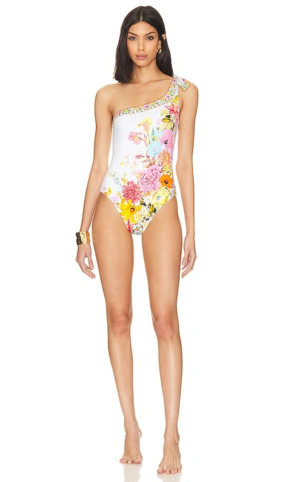 Camilla Hand-embellished One-shoulder One-piece Swimsuit In Multi