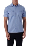 Bugatchi Men's Ooohcotton Short-sleeve Shirt With Chest Pockets In Sky