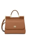 Dolce & Gabbana Medium Miss Sicily Textured Leather Top-handle Satchel In Caramel