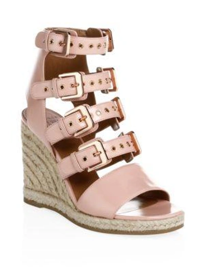 Laurence Dacade Rosario Shiny Leather Wedge Sandals In Rose