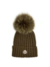 Moncler Fur-pompom Wool Beanie Hat