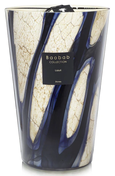 Baobab Collection Stones Lazuli Candle, 14" In Lazuli- Extra Large