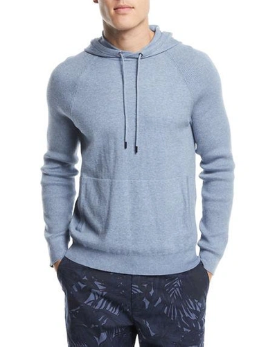 Michael Kors Mixed Textured-knit Cotton/cashmere Athleisure Hoodie In Wave Melange