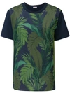 Moncler Foliage Print Contrast Sleeve T In Multicolor