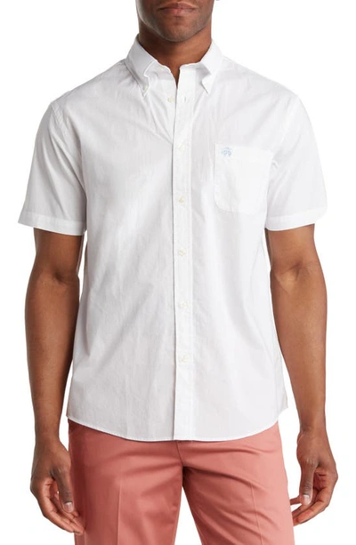 Brooks Brothers Sport Fit Short Sleeve Cotton Shirt In White