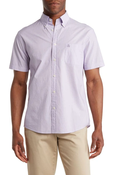 Brooks Brothers Sport Fit Short Sleeve Cotton Shirt In Lavendereoe