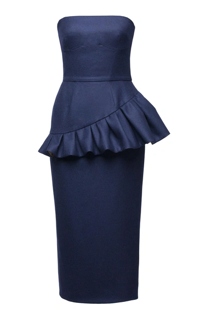 Lake Studio M'o Exclusive Strapless Midi Dress In Navy