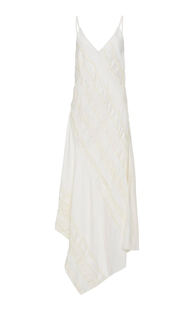 Yeon M'o Exclusive Daphne Asymmetric Appliquéd Crepe Midi Dress In White