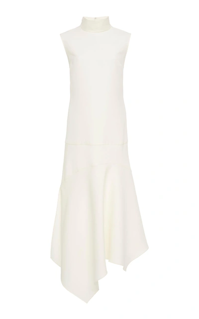 Yeon M'o Exclusive Nyx Asymmetric Turtleneck Wool-blend Midi Dress In White