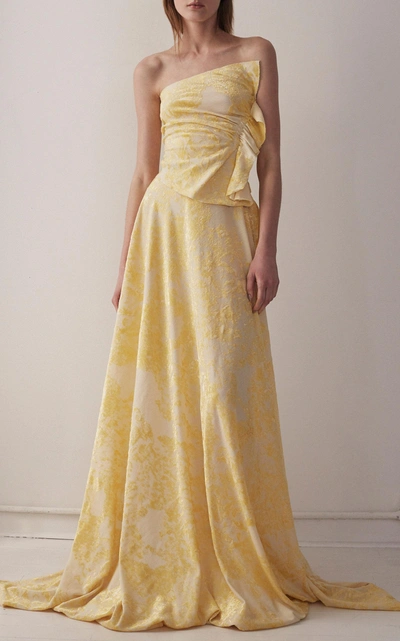 Yeon M'o Exclusive Cliora Floral Jacquard Gown In Yellow