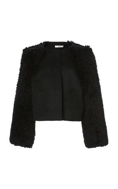 Yeon M'o Exclusive Myrto Cropped Wool-blend Jacket In Black