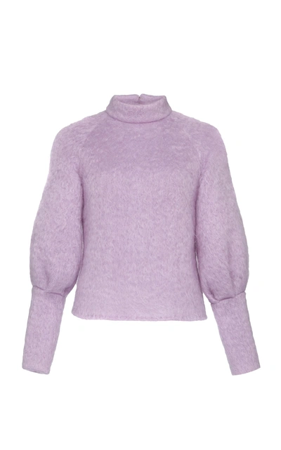 Eleanor Balfour Exclusive Alma Balloon Sleeve Mohair-blend Sweater In Purple