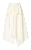 Yeon M'o Exclusive Phoebe Pleated Wool And Silk-blend Midi Skirt In White