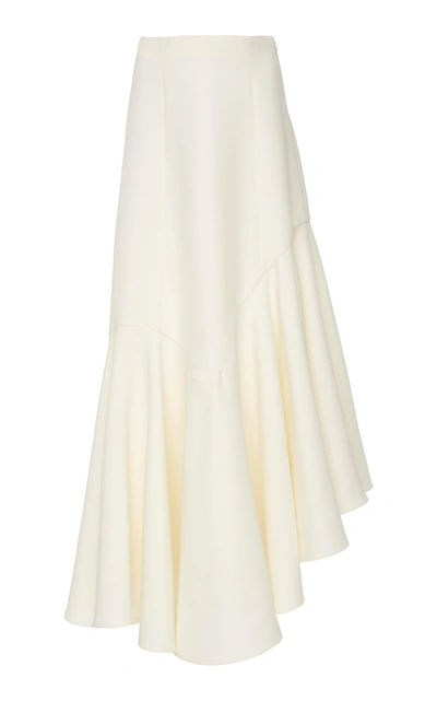 Yeon M'o Exclusive Demetria Pleated Asymmetric Wool-blend Skirt In White