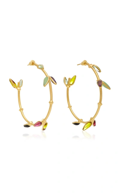 Gripoix Bamboo Creole 24k Gold-plated Brass And Poured Glass Pierced Earrings In Multi