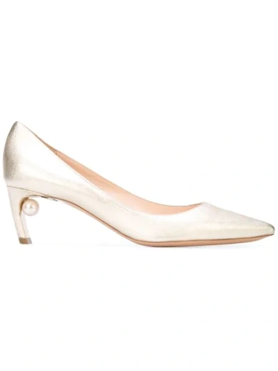 Nicholas Kirkwood Mira Faux Pearl-embellished Leather Pumps In Yellow