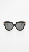 Gucci Metal & Acetate Square Sylvie Web Sunglasses, Brown Pattern In Gold