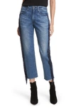 3x1 W3 Higher Ground Straight Crop Jeans With Fringe Sides In Spanish Fringe