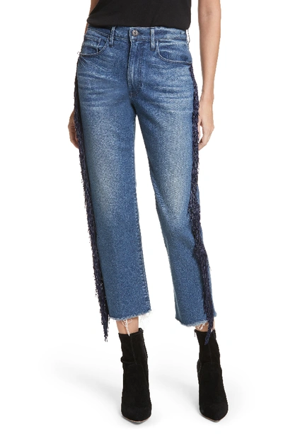 3x1 W3 Higher Ground Straight Crop Jeans With Fringe Sides In Spanish Fringe